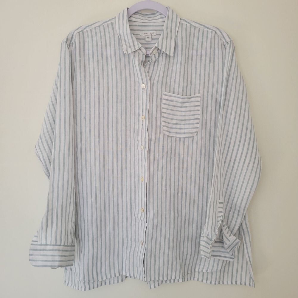 J. Jill Blue and White Striped Blouse